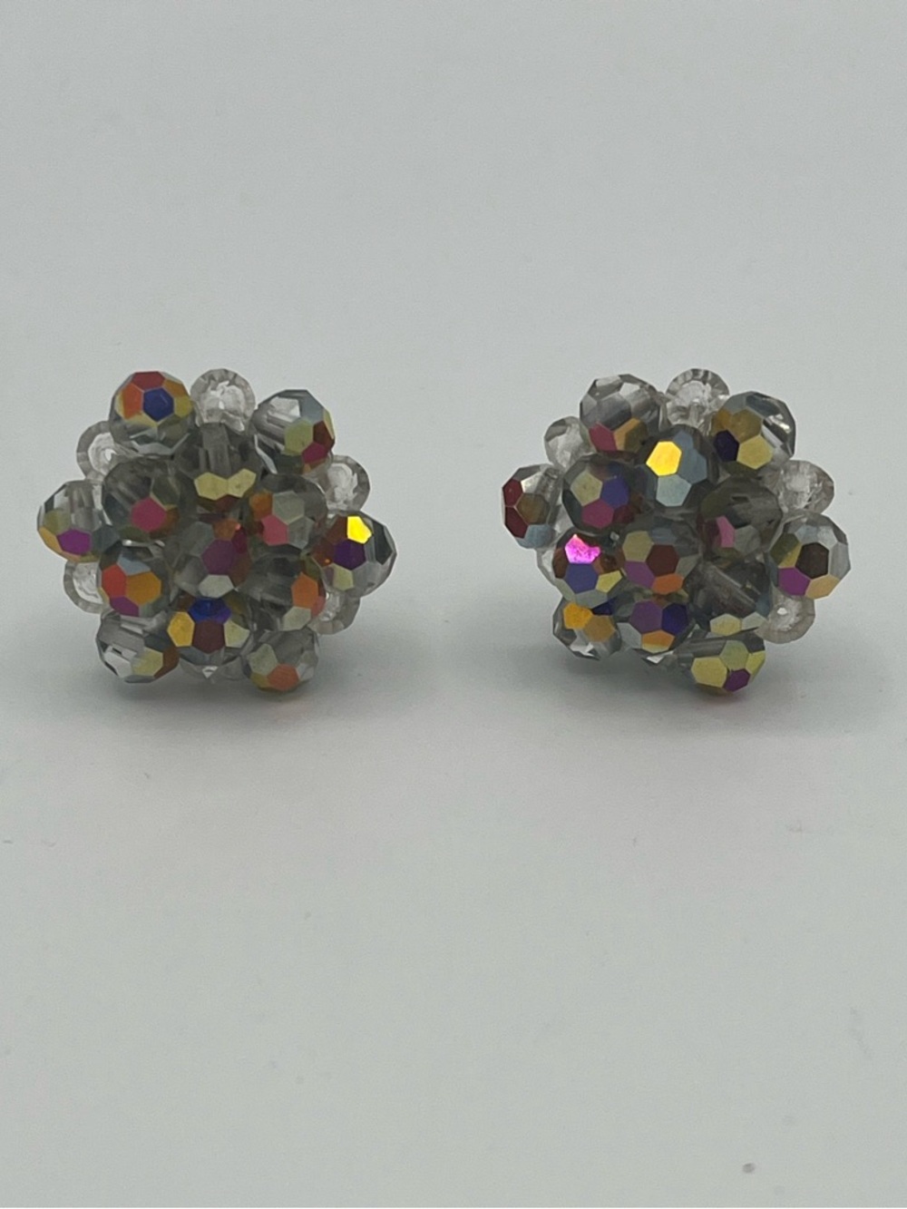 Mint 1950s Smokey Grey Aurora Borealis Crystal Full Parure Set - Picture 8 of 9